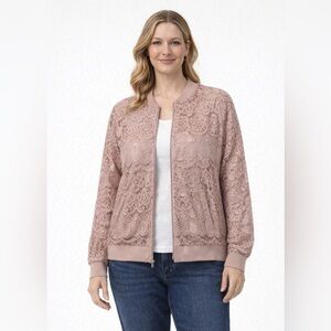 ELODIE Lace Full-zip Blush‎ Pink Jacket